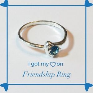 👶5/$25 Heart Silver plated Teal CZ Ring